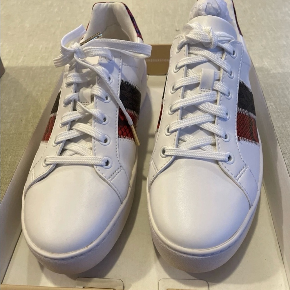 Michael Kors White Sneakers with Red and Black Accents